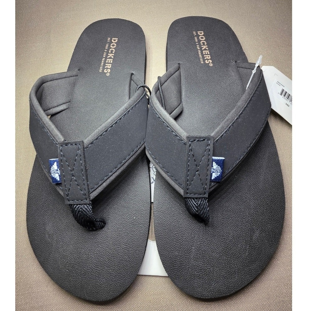 Dockers Mens Premium Comfort Flip Flop Sandals Black Thong FMS8749ADK Size M 7-8